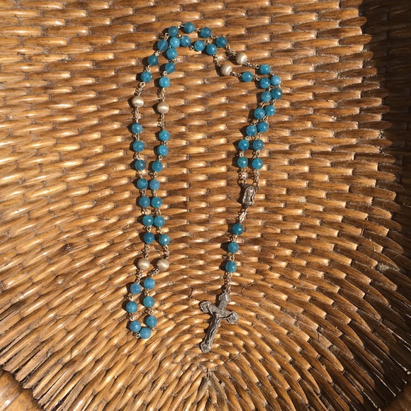 ❤️ 💗 Blue/Silver Glass  Beads Rosary - Picture 7 of 7